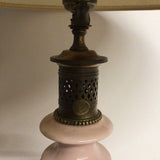 Pink Ceramic & Brass Table Lamp, Working