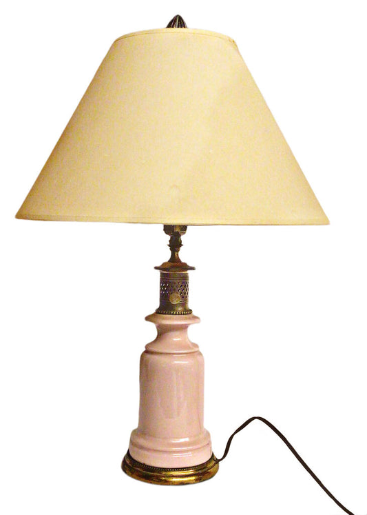 Pink Ceramic & Brass Table Lamp, Working