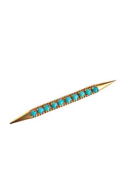18Kt Gold & Turquoise Antique Brooch
