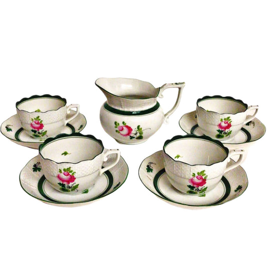 9pc. Herend Vienna Rose Demitasse Set