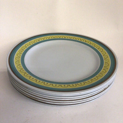 7pc. Arabia "Crownband" Dinner Plates, ca. 1940s-50s