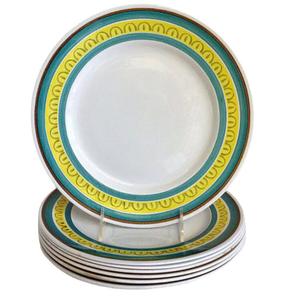 7pc. Arabia "Crownband" Dinner Plates, ca. 1940s-50s