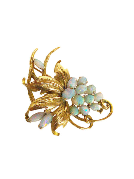 Turn of the Century 14K Solid Opal w/ Brooch Trumpet Closure