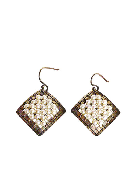 Sharon Donovan Silver earrings w. Pearl Lattice
