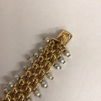 French 18Kt Gold & Pearl Flexible Bracelet