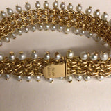 French 18Kt Gold & Pearl Flexible Bracelet