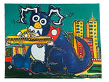 Lisa Grubb, Dog Eating Taxi. Acrylic on Canvas.
