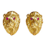 14Kt & Ruby Lion's Head Earrings