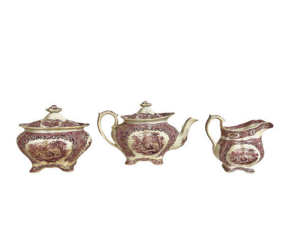 3pc. Lavender Orientalist Tea Set, 19th c.