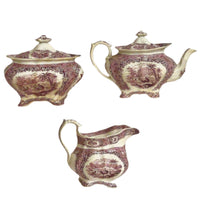 3pc. Lavender Orientalist Tea Set, 19th c.
