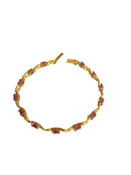 14Kt Yellow Gold & Ruby Link Bracelet
