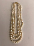 Three Strand Pearl Necklace w. 14Kt Yellow Gold Clasp