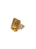 14K Gold Emerald-Cut Citrine Diamond Ring