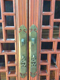 Chinese Red Lacquered Lattice Cabinet