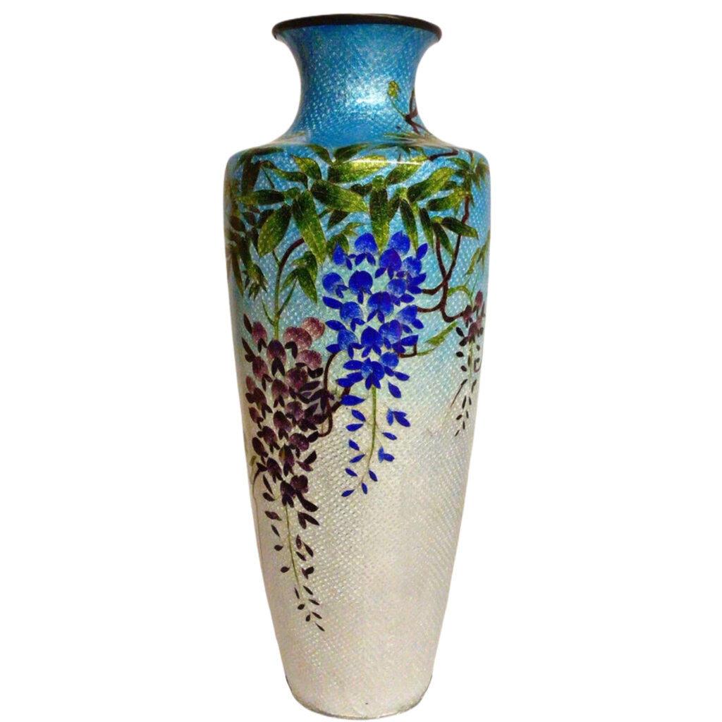 Japanese Cloisonne Flower Vase Over Brass