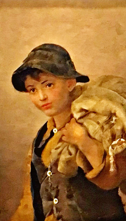 Witkowski. Boy with Sack. Oil on Canvas