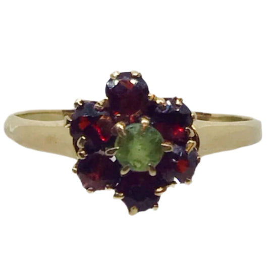 14Kt Red & Green Gemstone Ring