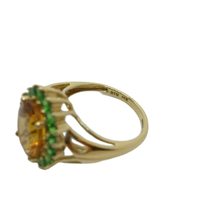 14Kt Citrine & Green Garnet Ring