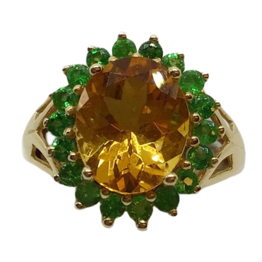 14Kt Citrine & Green Garnet Ring