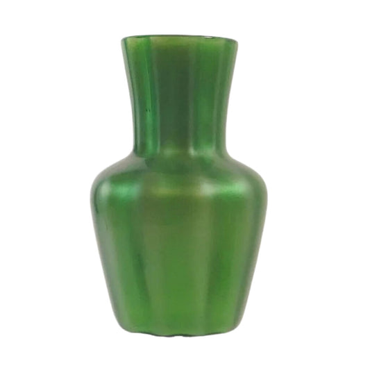 Bohemian Iridescent Green Glass Vase