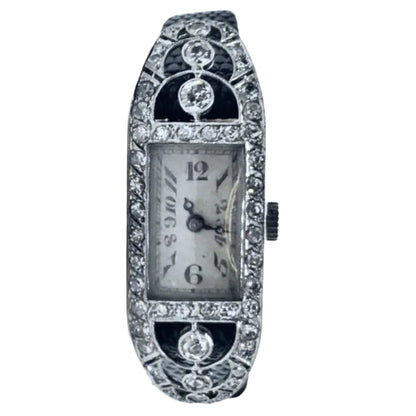Uti Watch Co. Art Deco Platinum & Diamond Watch