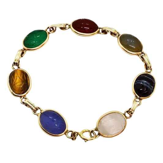 14K Yellow Gold Scarab Gemstone Bracelet