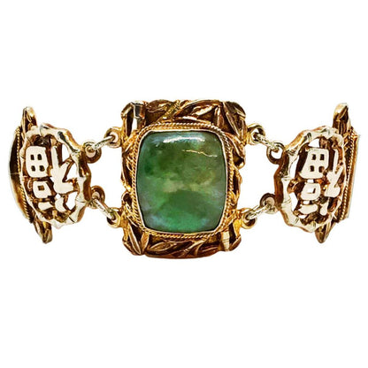 Chinese Silver Gilt and Jade Bracelet