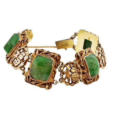 Chinese Silver Gilt and Jade Bracelet