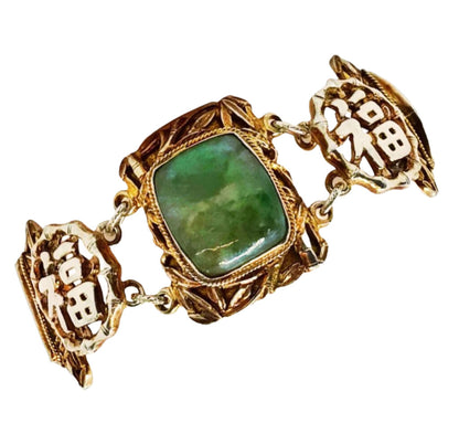 Chinese Silver Gilt and Jade Bracelet