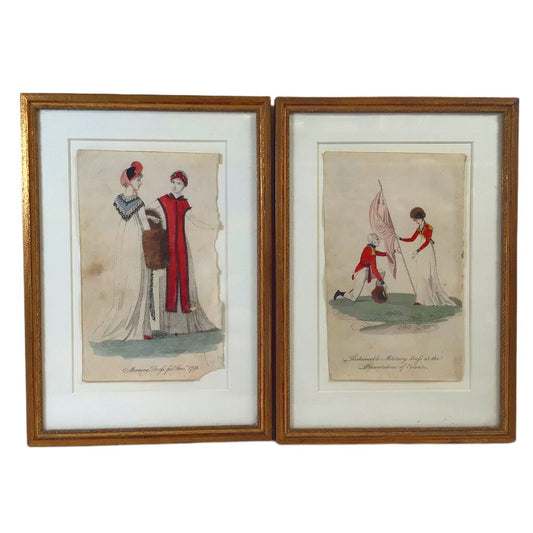 Pair of Lady's Magazine Fashion Plates, late 18th c.