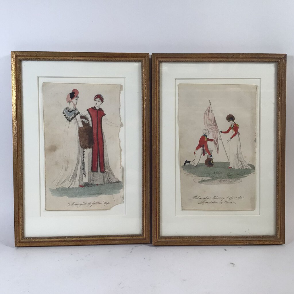 Pair of Lady's Magazine Fashion Plates, late 18th c.