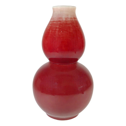 Chinese Oxblood Porcelain Gourd Vase, Marked