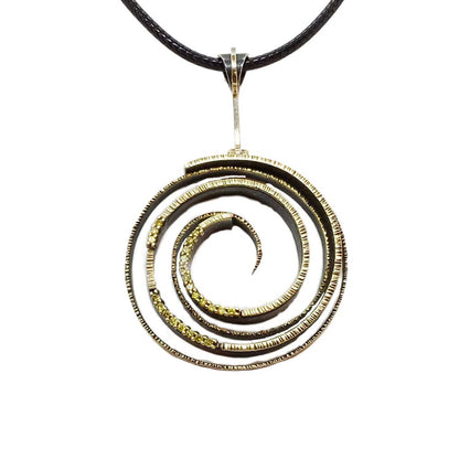 Blackened Silver, Gold & Yellow Diamond Spiral Pendant, Studio Namu Possibly