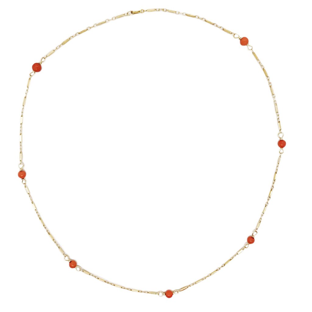 Antique 14K Gold & Coral Bead Necklace