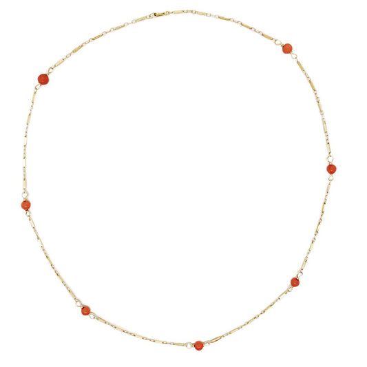 Antique 14K Gold & Coral Bead Necklace