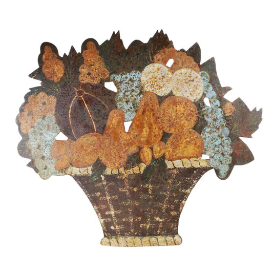 Folk Art Cornucopia Basket, Iron Sheet