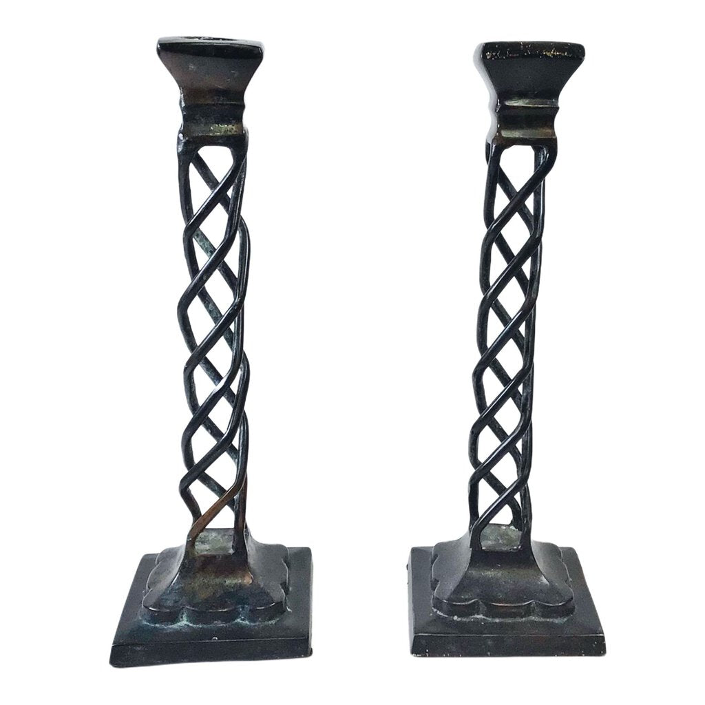 Pair/Maitland Smith Twist Candlesticks