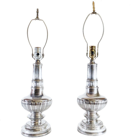 Pair/Silverplated Table Lamps