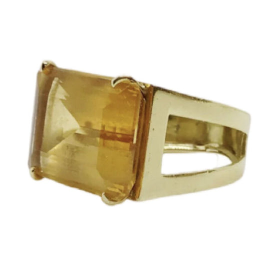 Emerald Cut Citrine in Handmade 18Kt Gold Mount