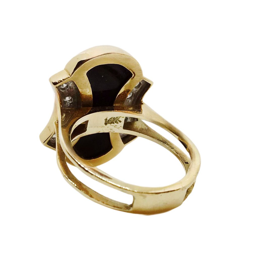 14Kt Gold Black Onyx & Diamond Ring