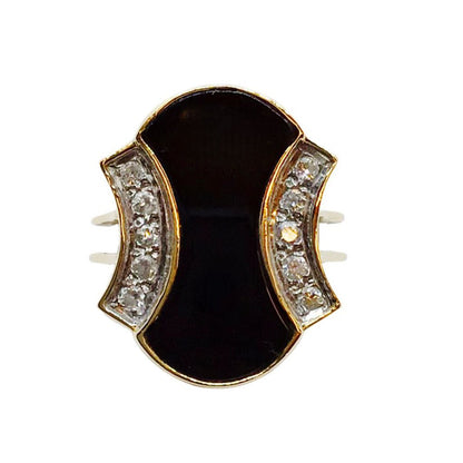 14Kt Gold Black Onyx & Diamond Ring