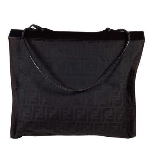 Large Black Fendi Logo Zucca Shoulder Bag