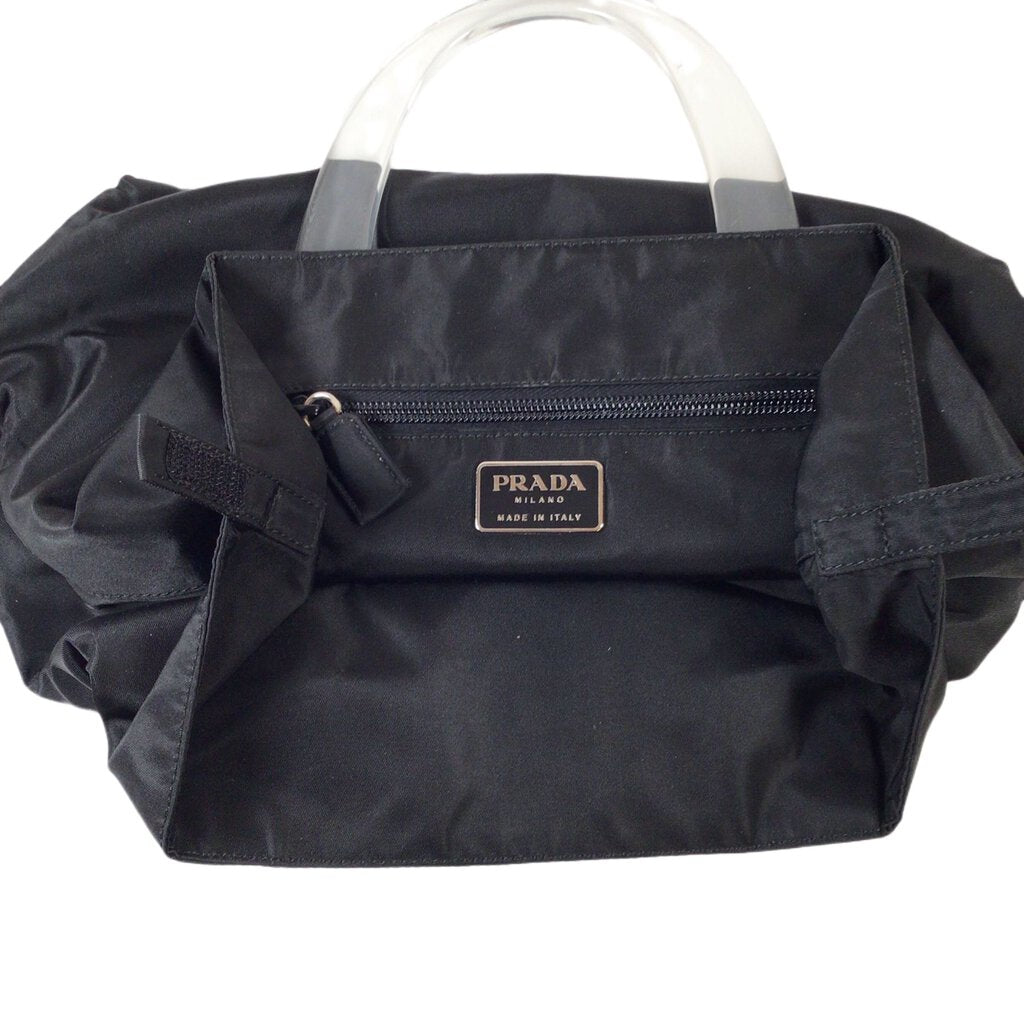 Black PRADA with Clear Lucite Handles Bag