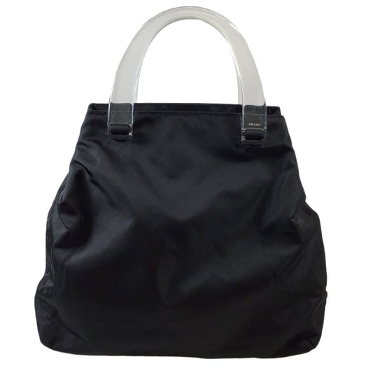 Black PRADA with Clear Lucite Handles Bag