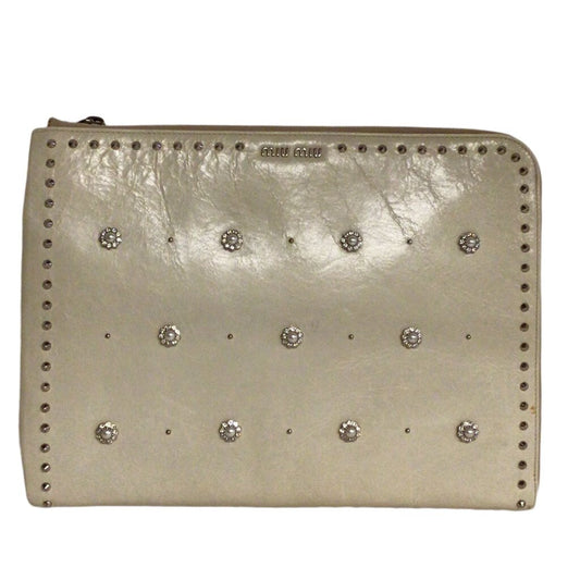 Large Ivory Jewels MIU MIU Clutch Bag