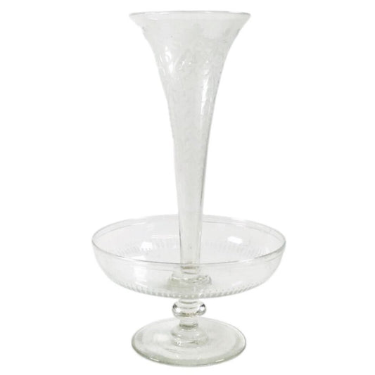 Etched Crystal Trumpet Epergne