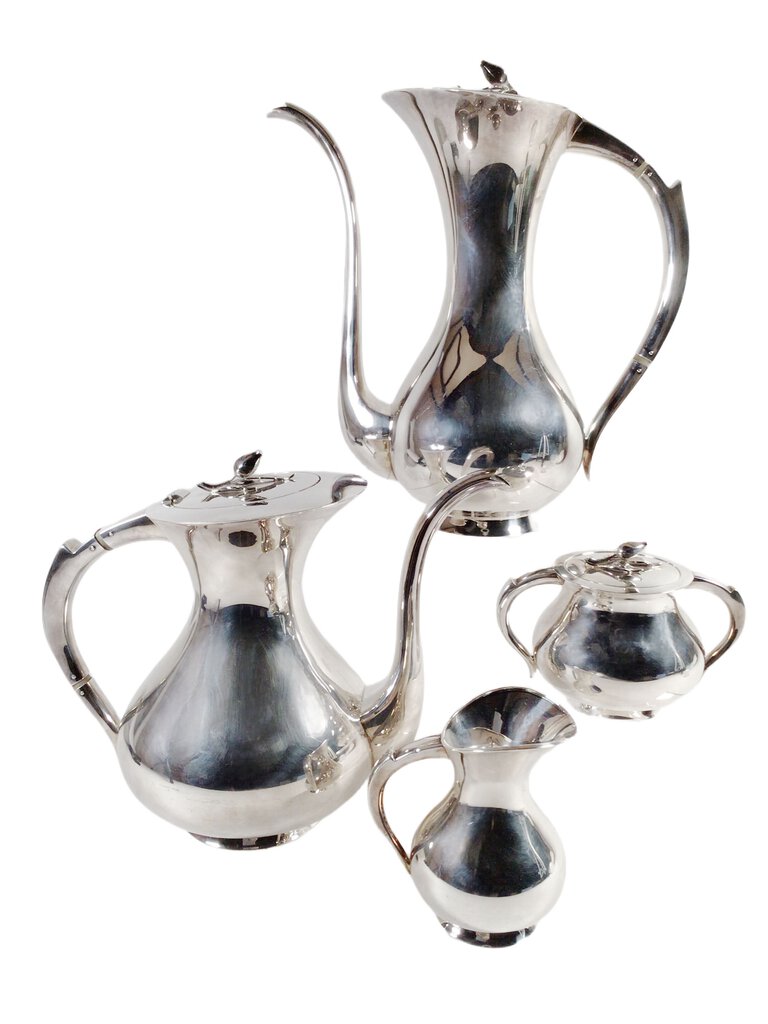 4pc. Emil Hermann Modernist Sterling Tea Set, ca. 1920-50