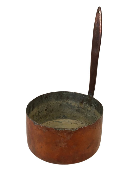 19th c. Hand-Hammered Copped Pot w/Upright Handle
