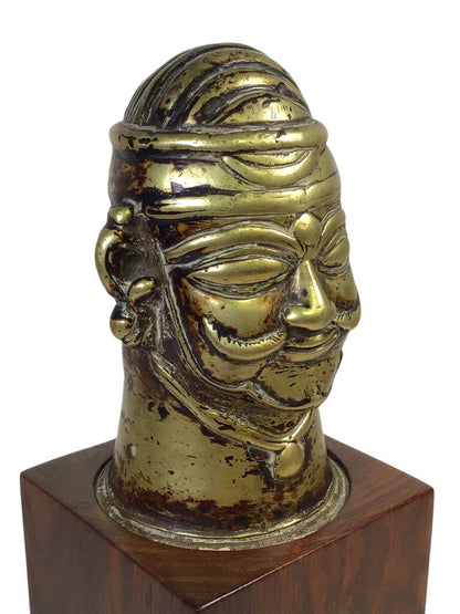 Brass Shiva Mukhalingam on Wooden Block