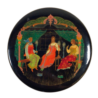 Kuznetsov, Three Women. Palekh Lacquer Box, 1969.